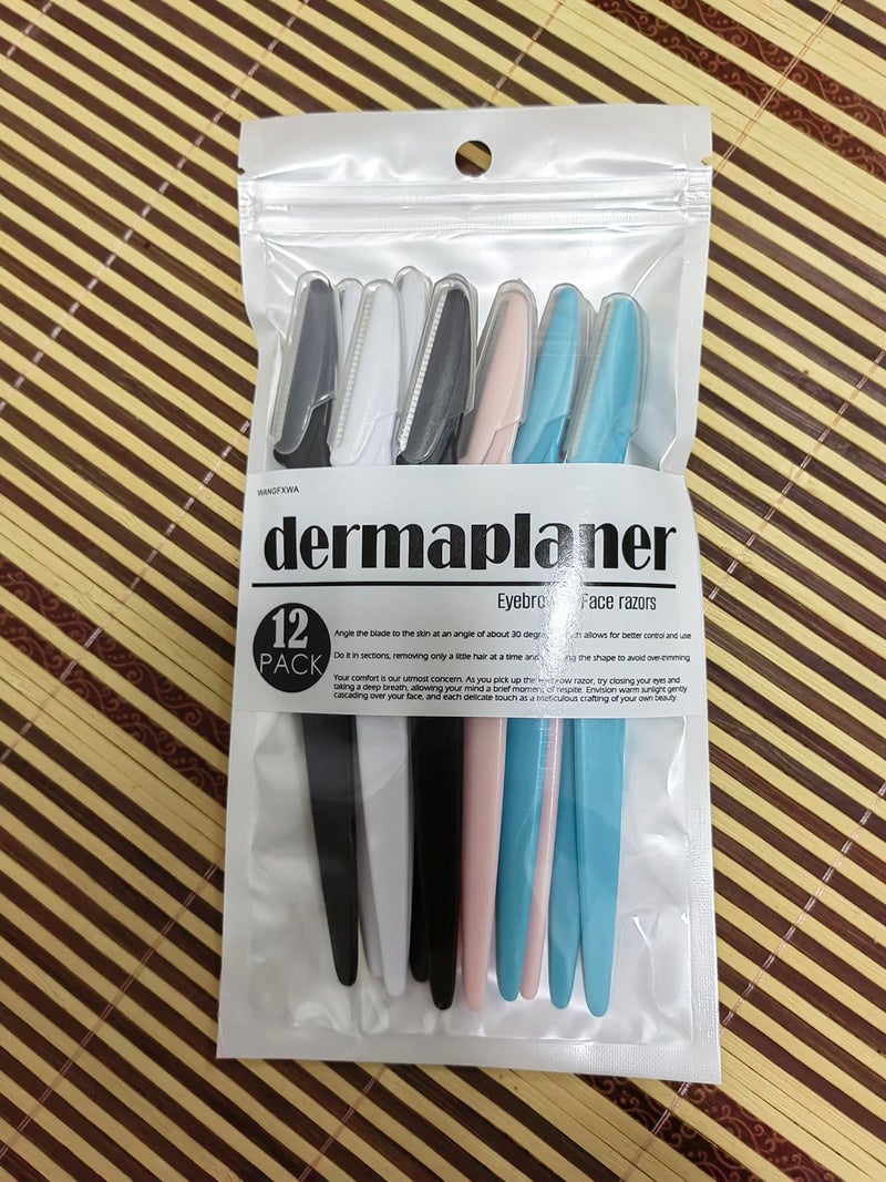 WANGFXWA Dermaplane Razor For Women Men Eyebrow Razors Dermaplaning Tool For Face Shaver Home Hair Beauty blade Trimmer Microblades Peach Fuzz Remover micro dermabrasion facial tool 12pcs - Image 2