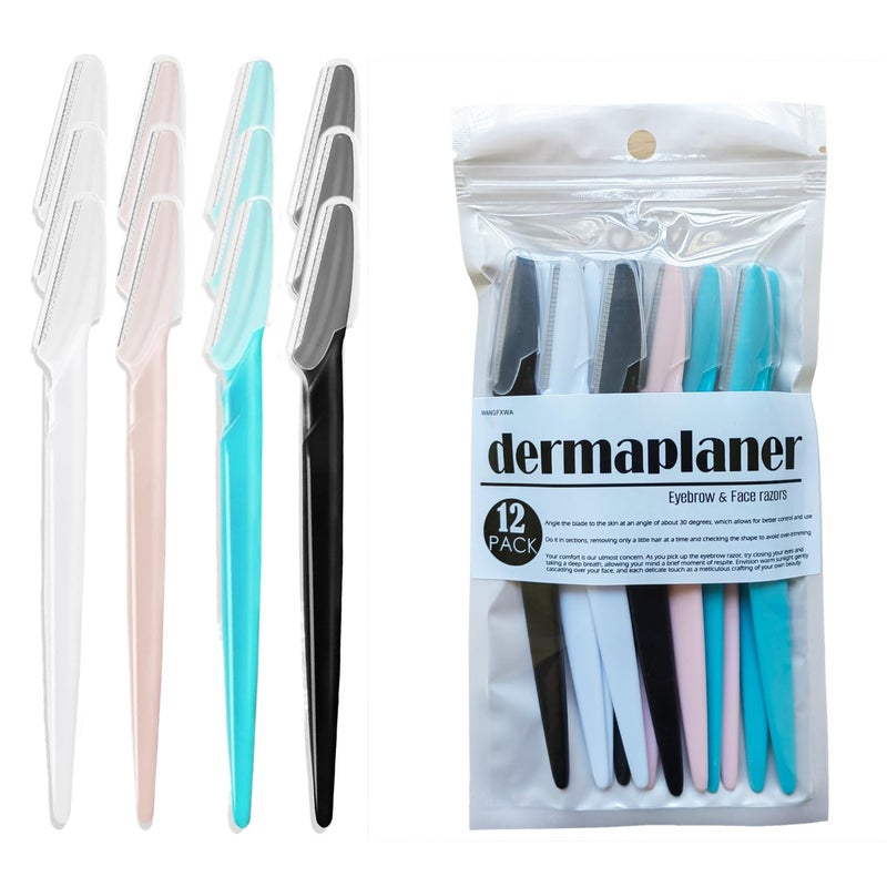 WANGFXWA Dermaplane Razor For Women Men Eyebrow Razors Dermaplaning Tool For Face Shaver Home Hair Beauty blade Trimmer Microblades Peach Fuzz Remover micro dermabrasion facial tool 12pcs - Image 1