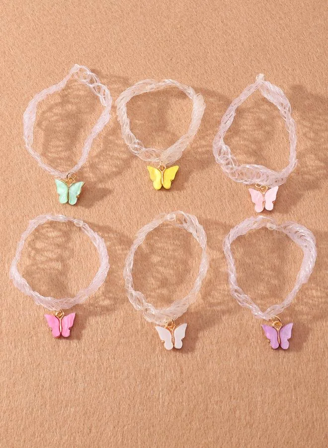 Take Two  Pack of 6 - Girls Multi-Color Butterfly Pendant Choker Necklaces for Women | Best Price UAE