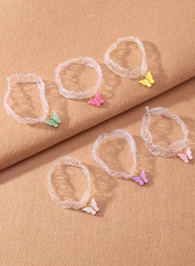 Take Two  Pack of 6 - Girls Multi-Color Butterfly Pendant Choker Necklaces for Women | Best Price UAE
