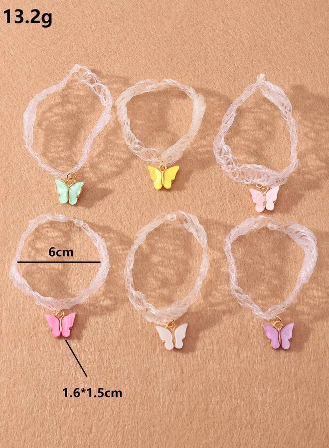Take Two  Pack of 6 - Girls Multi-Color Butterfly Pendant Choker Necklaces for Women | Best Price UAE