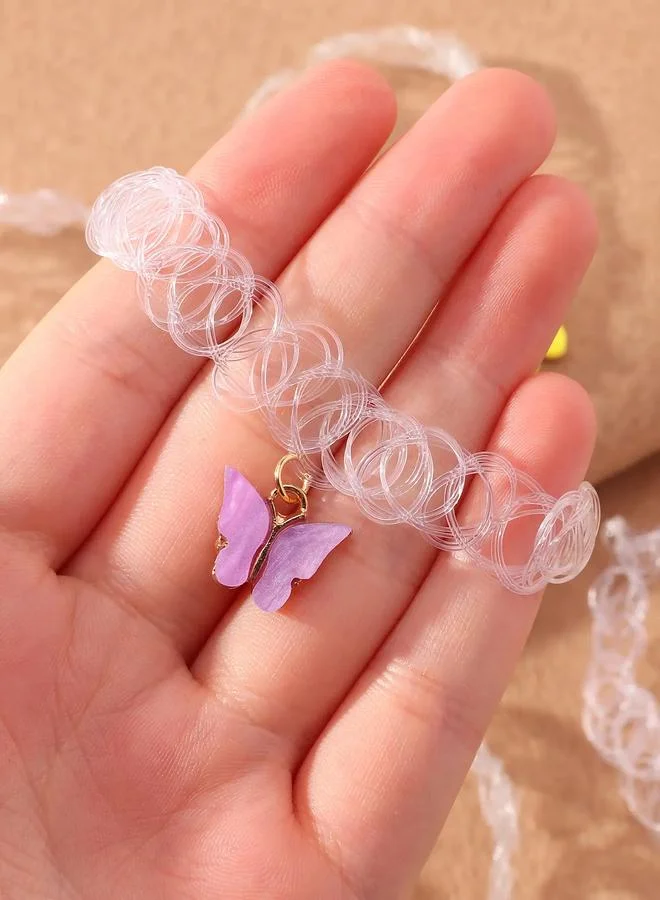 Take Two  Pack of 6 - Girls Multi-Color Butterfly Pendant Choker Necklaces for Women | Best Price UAE