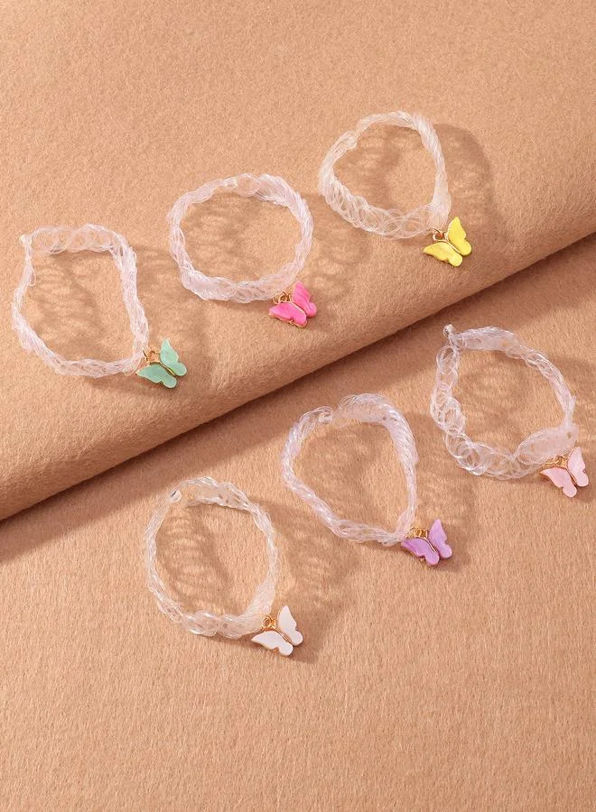 Take Two  Pack of 6 - Girls Multi-Color Butterfly Pendant Choker Necklaces for Women | Best Price UAE