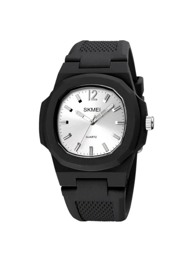 Skmei 1717 Unisex Casual Watch, Black Rubberized with Silver Dial
