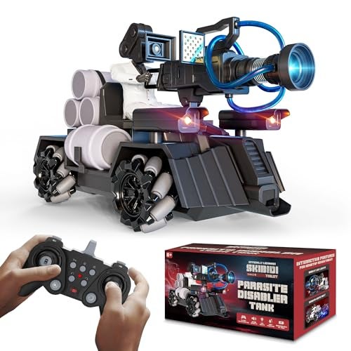 Force1 Officially Licensed Skibidi Toilet Toy Cameraman Figure PDLT Tank RC Truck Parasite Disabler Tank Remote Control Car Rechargeable RC Car with LED Lights 24 GHz Mist Spray Beginner RC Cars - Image 1
