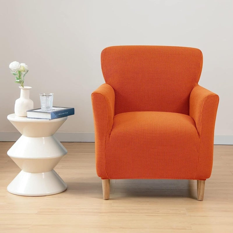 Armchair Slipcover: Orange Elastic Corn Velvet - Removable Washable Furniture Cover for Study Living Room - Image 4
