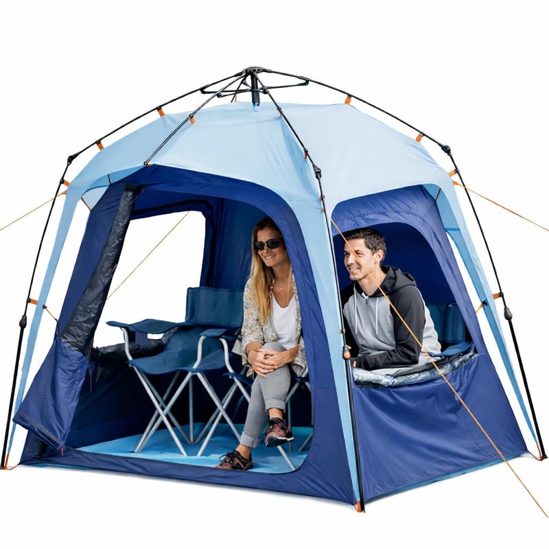 Fofana MultiPod V2 Pop Up Dome Tent - 4-Person, Blue - Instant Setup Pop Up Shelter - Water-Resistant Outdoor Tent - 270-Degree View for Adult Sleep Pod - Image 1