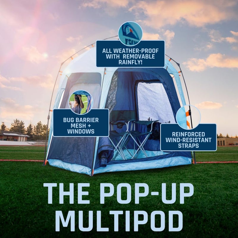 Fofana MultiPod V2 Pop Up Dome Tent - 4-Person, Blue - Instant Setup Pop Up Shelter - Water-Resistant Outdoor Tent - 270-Degree View for Adult Sleep Pod - Image 5