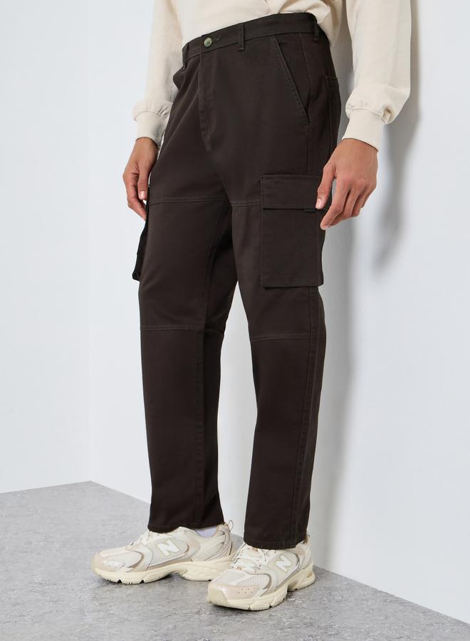 Styli Men Coffee Brown Relaxed Fit Cargo Pants - Image 1