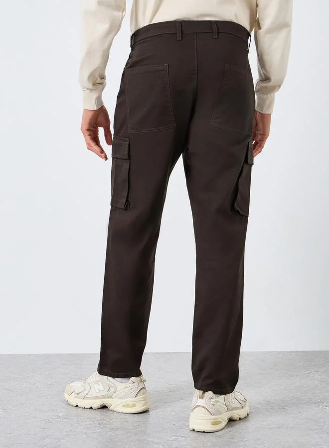 Styli  Men Coffee Brown Relaxed Fit Cargo Pants for Men | Best Price UAE