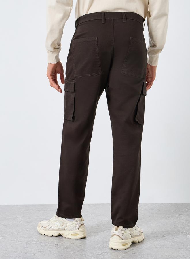 Styli Men Coffee Brown Relaxed Fit Cargo Pants - Image 4