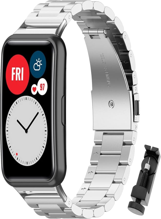 MIJOBS Bracelet Compatible with Huawei Watch Fit Adjustable Stainless Steel Watch Strap for Huawei Watch Fit Replacement Strap
