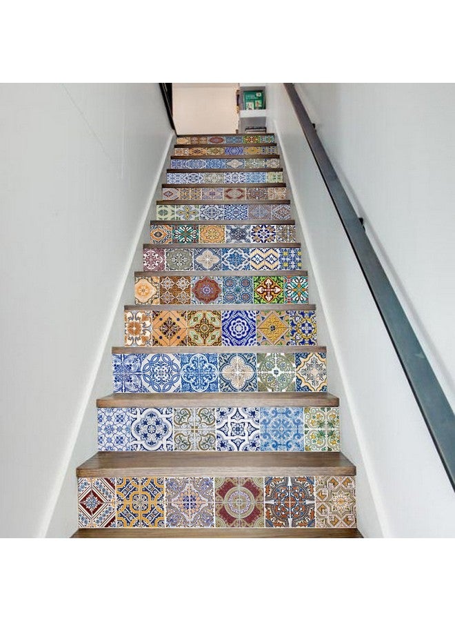TUOKING 13 Strips Stair Stickers Pvc Home Decor Decals Selfadhesive Refurbished Staircase Murals 39''L X 7''W Tiles Pattern (Ceramic Tiles Pattern) - Image 3