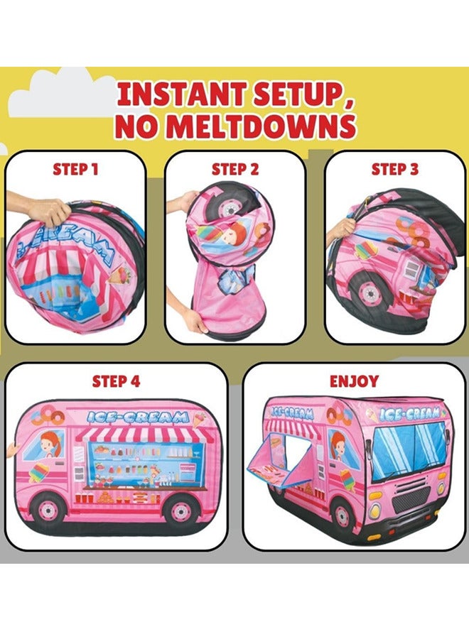 Play Tent for Kids-Pop Up Tents Ice Cream Truck Playhouse for Toddler,Foldable Tent Indoor & Outdoor Vehicle Toys for Boys and Girls,Sports Play Tent  - Image 3