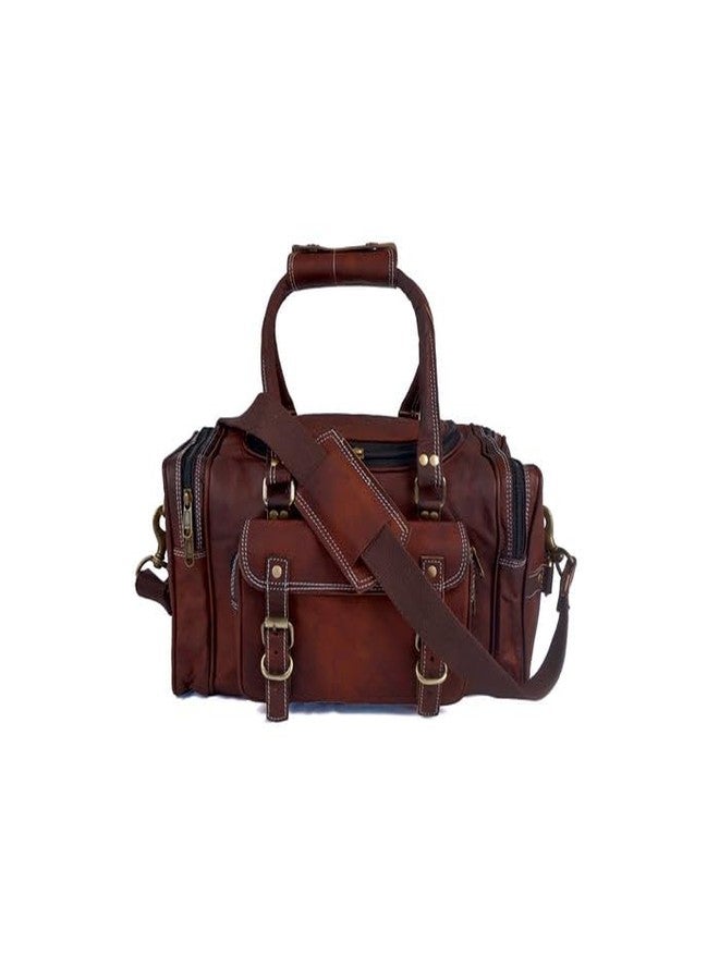 MaheTri Traveller Weekender Leather Gym Duffle Bag (16") | Handmade Travel Bag with Adjustable Shoulder Strap, Front Pockets & Durable Brass Buckles - Perfect for Gym, or Short Business Trips - Image 1