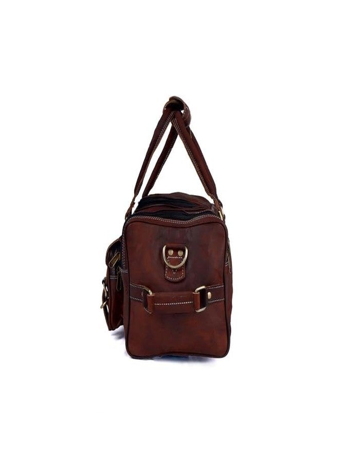 MaheTri Traveller Weekender Leather Gym Duffle Bag (16") | Handmade Travel Bag with Adjustable Shoulder Strap, Front Pockets & Durable Brass Buckles - Perfect for Gym, or Short Business Trips - Image 4