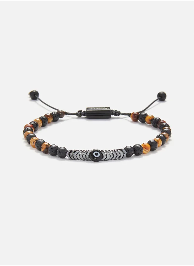 كريسوستوموس Handmade Adjustable Beaded Bracelet for Men with Natural Brown Tiger Eye Mineral Stones