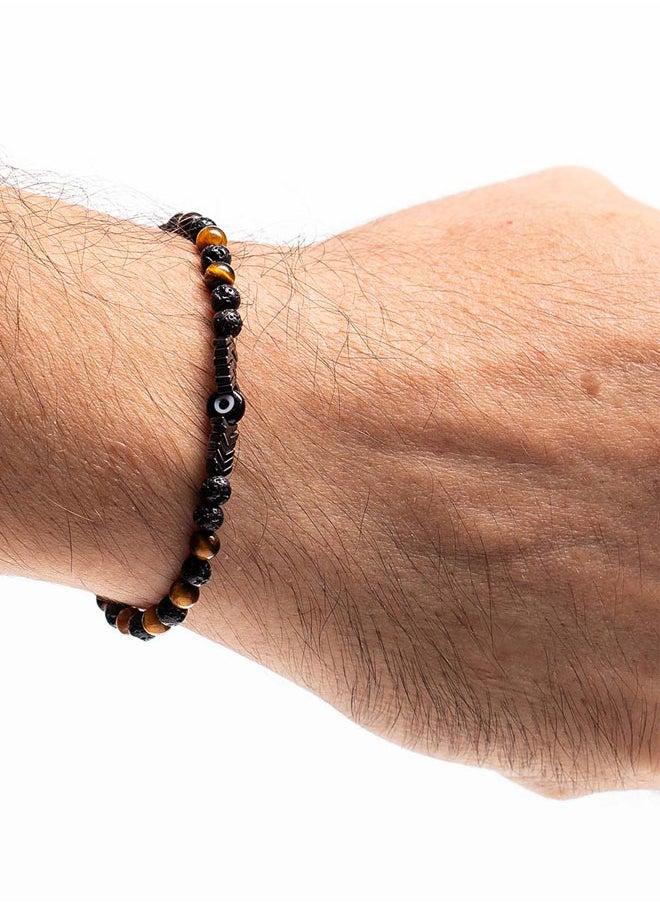 CHRYSOSTOMOS - Handmade Adjustable Beaded Bracelet for Men with Natural Brown Tiger Eye Mineral Stones - Image 1