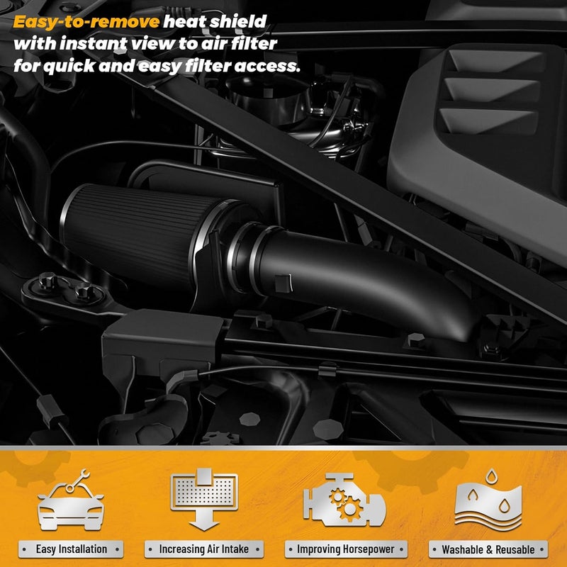 Endxedo مجموعة إدخال الهواء البارد للأداء Endxedo 4" مع فلتر وأنبوب مطلي بالمسحوق لسيارات GMC وChevy V8 - Image 3