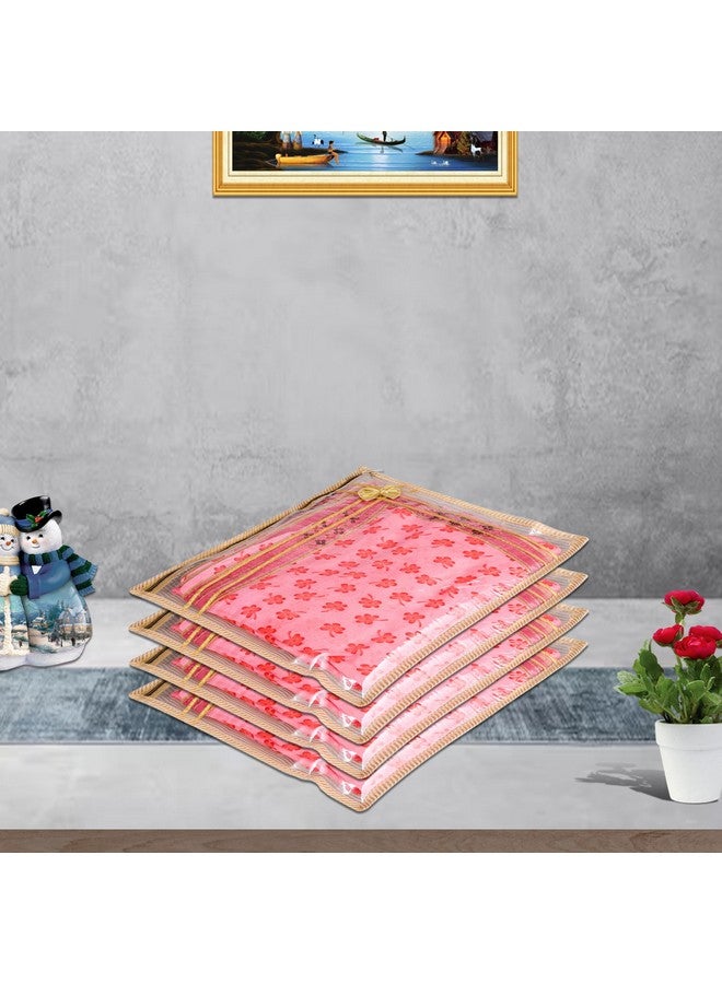 Kuber Industries Kuber Industries Polyvinyl Chloride Saree Cover | Clothes Storage Bag | Single Packing Saree With Zip Closure | Wardrobe Organizer | Tissue Lining Bow-Design | Pack Of 6 | Golden, 36 Cm, 1 Cm  - Image 5