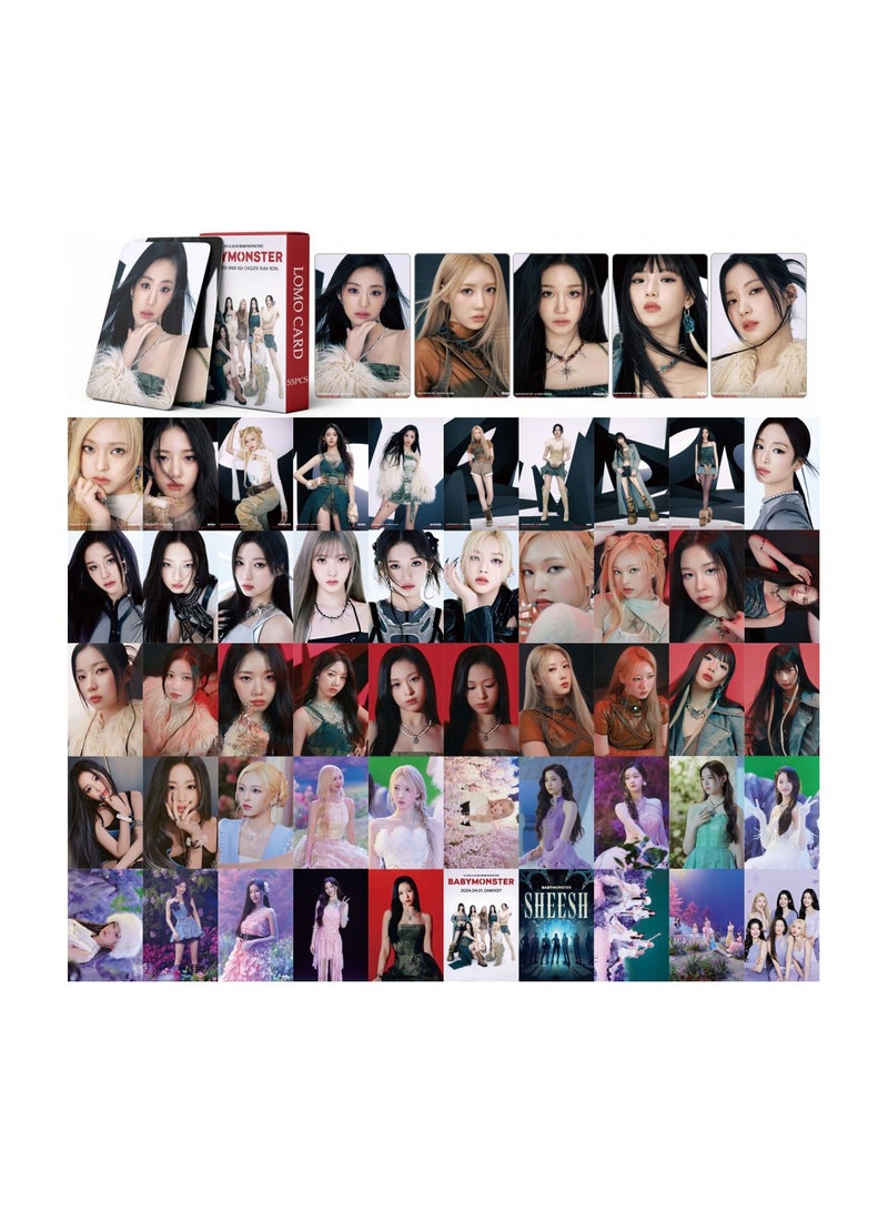 NIBEMINENT 55 Pcs Kpop BABYMONSTER SHEESH Lomo Cards Card For Fans Collection Gifts - Image 2