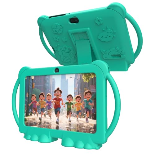 PEICHENG Kids Tablet 7 inch Android 12.0 for Toddler, 4GB RAM 32GB ROM Bluetooth IPS Screen Parental Control Dual Camera Shockproof Case for Educational Games, (Green) - Image 1