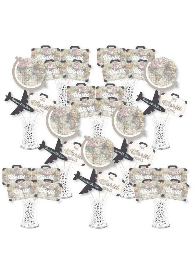 Big Dot of Happiness World Awaits Travel Themed Party Centerpiece Sticks Showstopper Table Toppers 35 Pieces  - Image 1