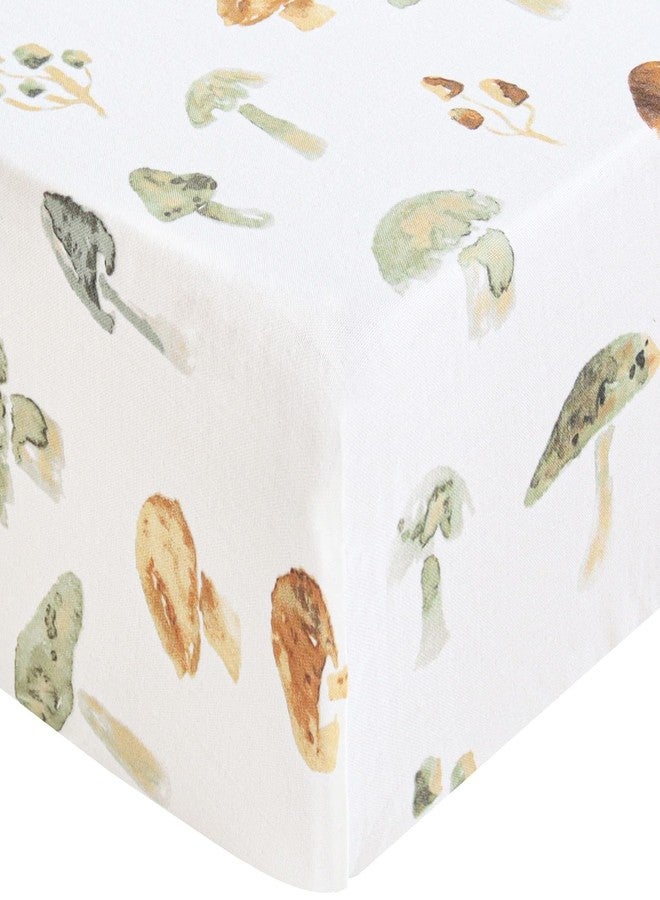 LifeTree Crib Sheets for Baby, Muslin Fitted Crib Sheets Neutral Boys Girls - Toddler Bed Sheet Fits Standard Crib, 70% Viscose from Bamboo and 30% Cotton, Mushroom Pattern, 28in x 52in - Image 1