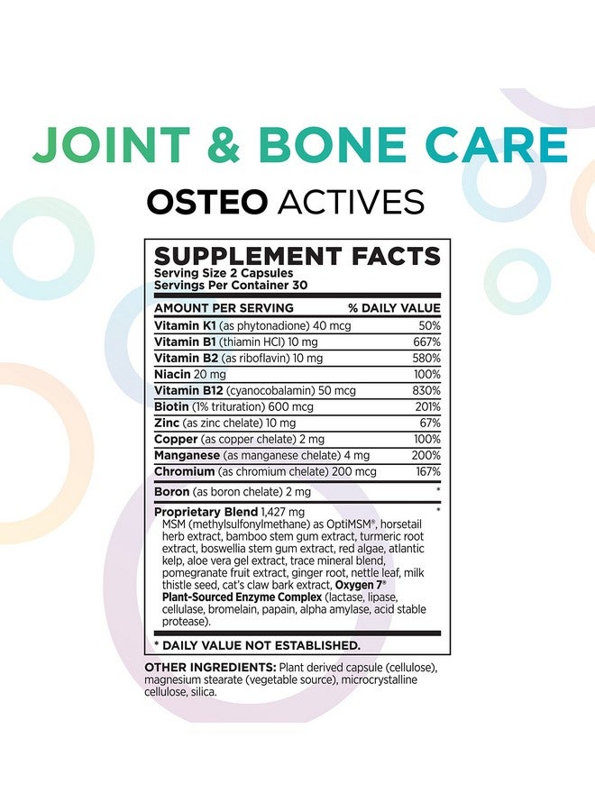 Osteoactives Formula By Oxygen Nutrition ; Allnatural Dietary Support For Joints Bones And Connective Tissue 60 Count Pill Bottle Vegetable Capsules (Packaging May Vary)