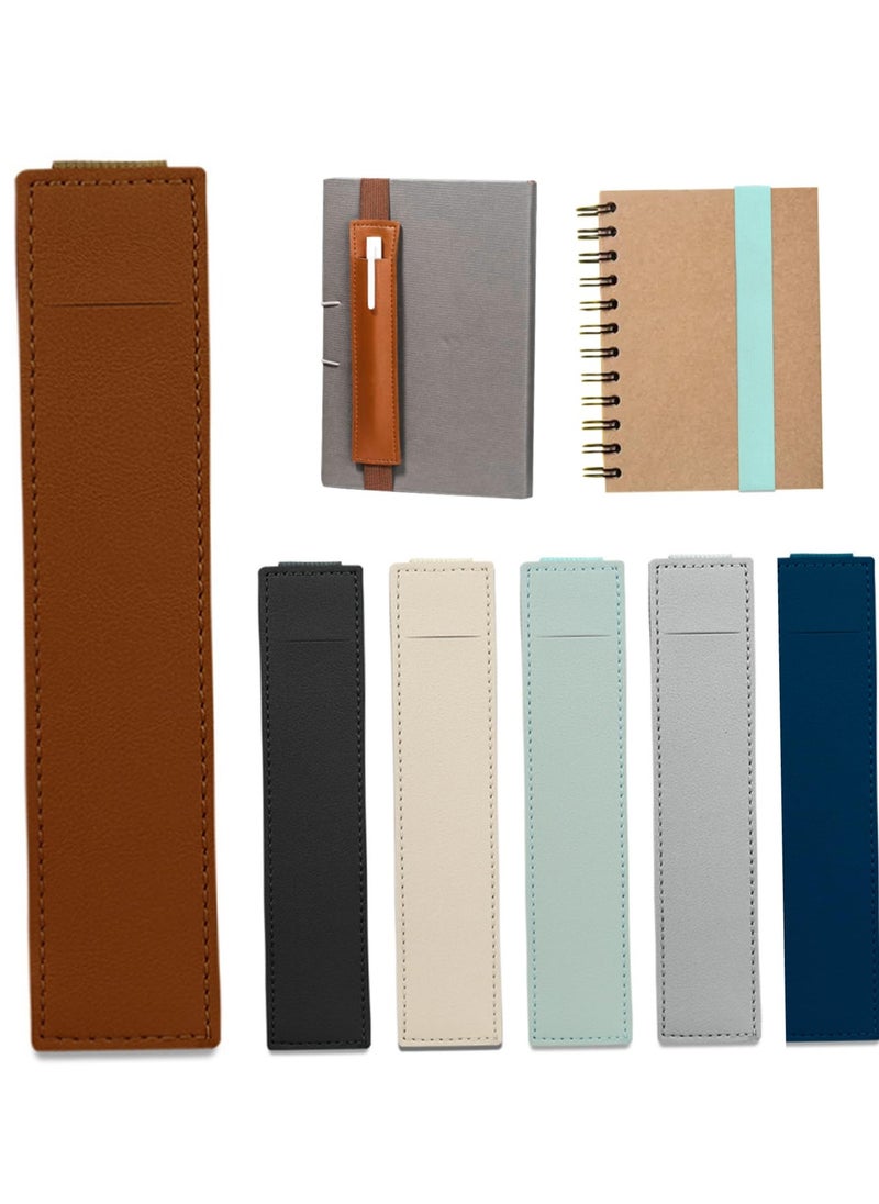 Excefore 6 Pcs Elastic Band Pen Holder for Notebook Pencil Holder PU Leather Pen Sleeve Pouch for Hardcover Journals Pen Holder Hold 1 Pen Detachable for Planner Notebook  - Image 1