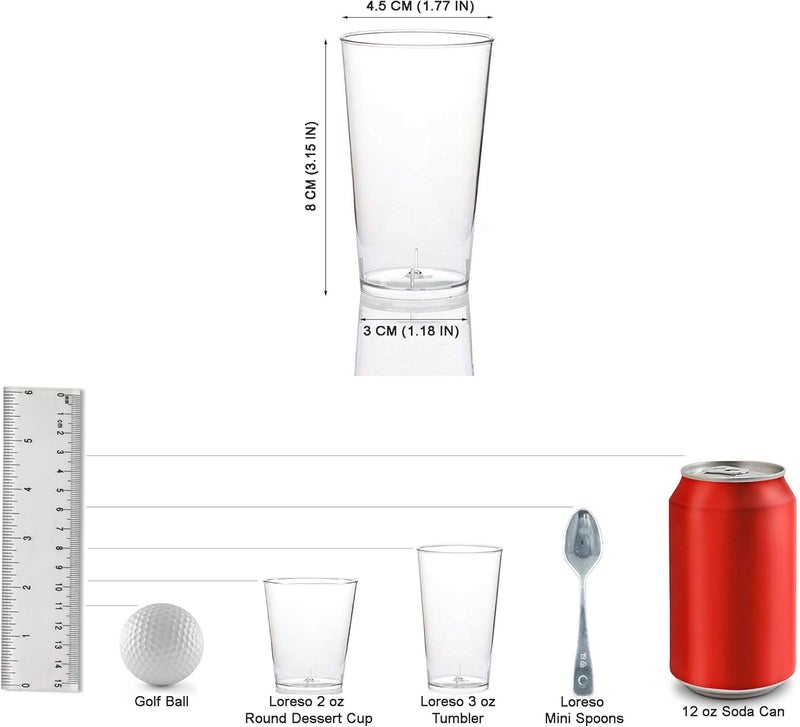 LSR LORESO Loreso Tall Tumbler Shot, Mini Shooter Round Dessert Cups Clear Plastic Reusable Rewashable for Tasting Party, Small Round Shooters Appetizer Cup (96CT - 3.0oz Round Tall Cup) - Image 5