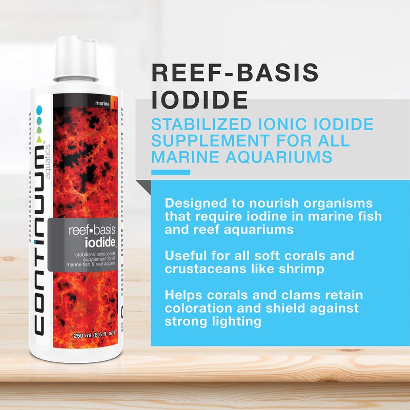 Continuum Aquatics Reef Basis Iodide â€“ Ionic Iodide Liquid Supplement for Marine Fish and Reef Saltwater Aquariums, 250-ml - Image 1