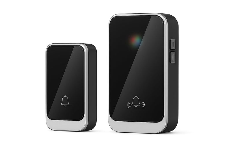 Prplet Door Bell without Wire with 300m Range, 38 Ringtones & 8 Volume Levels | Plug-in Receiver & Waterproof Transmitter – Black - Image 1