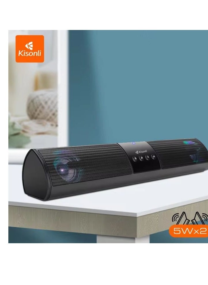 Kisonli - Kisonli LED-907 Bluetooth sound bar horn outdoor speaker with light - Black - Image 1