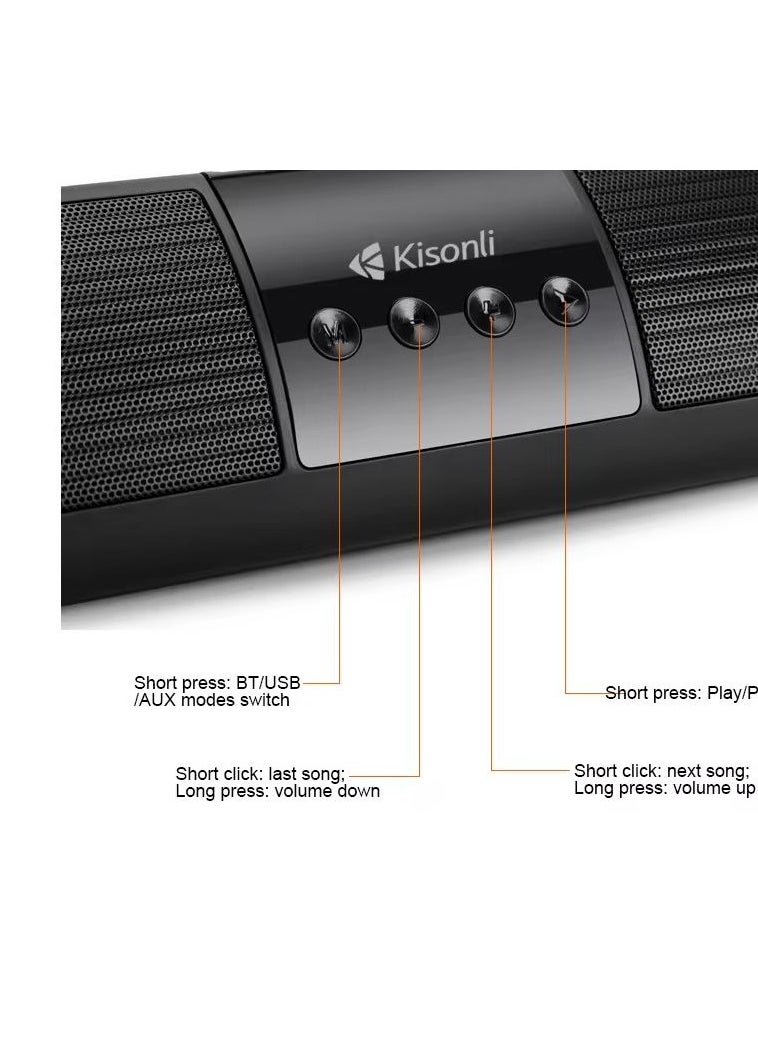 Kisonli - Kisonli LED-907 Bluetooth sound bar horn outdoor speaker with light - Black - Image 1