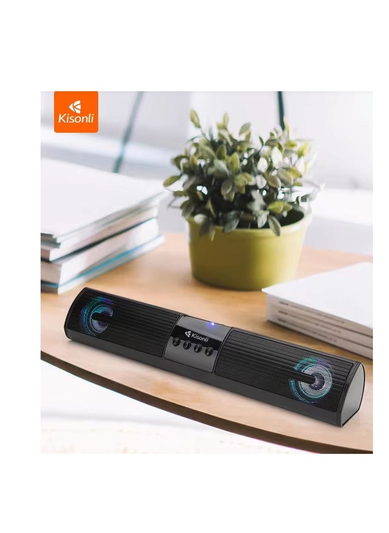 Kisonli - Kisonli LED-907 Bluetooth sound bar horn outdoor speaker with light - Black - Image 1