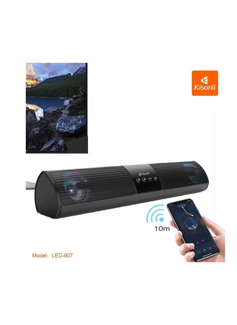 Kisonli - Kisonli LED-907 Bluetooth sound bar horn outdoor speaker with light - Black - Image 1