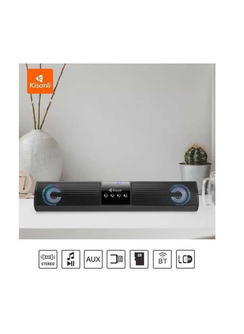 Kisonli - Kisonli LED-907 Bluetooth sound bar horn outdoor speaker with light - Black - Image 1