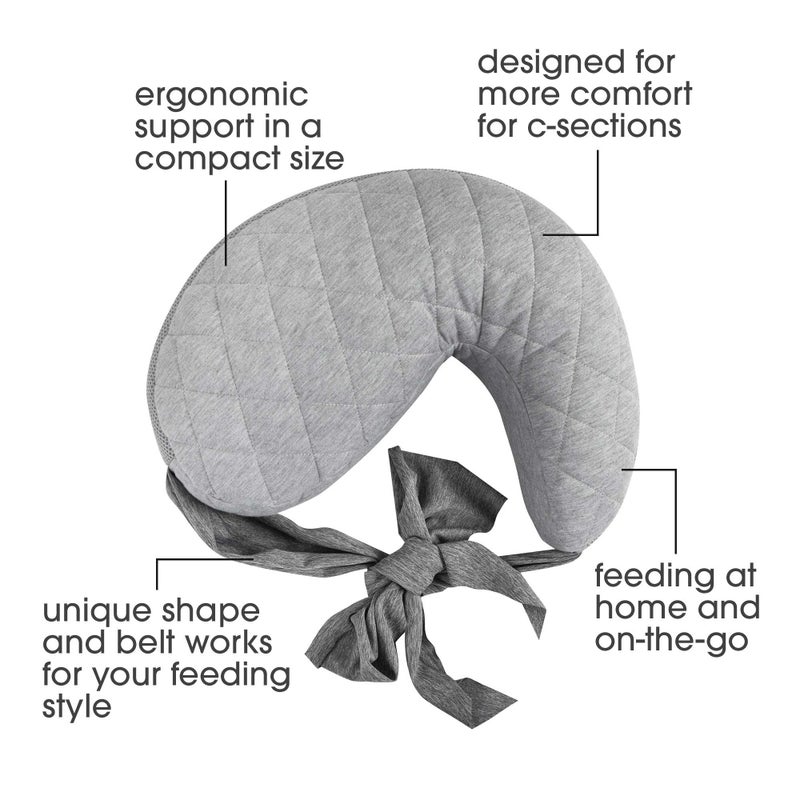 Boppy Anywhere Travel Nursing Pillow, Soft Gray, Plus Sized to Petite with Stretch Belt, Portable Nursing Pillow, Breastfeeding and Bottle-Feeding Support, Machine Washable - Image 2