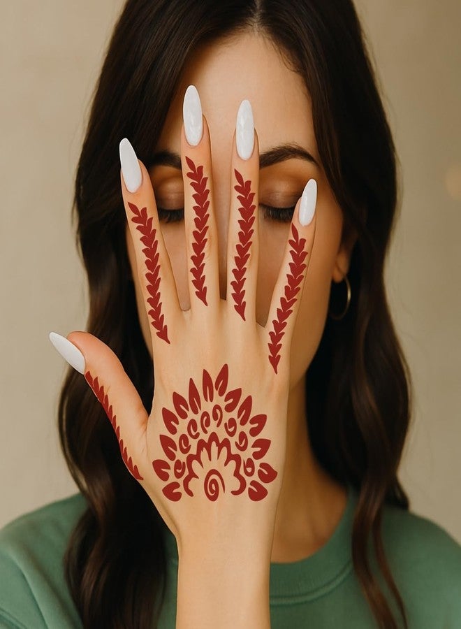 VANVATI Beautiful Henna Sticker for Hands Mehndi Stencil Sticker One Set for Both Hand - Image 3