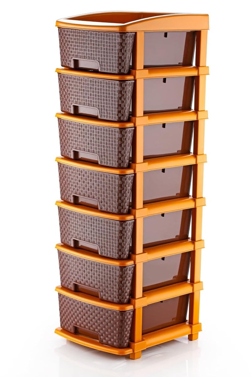 AZZOTE Plastic Drawers Storage - Versatile Storage Drawer Organizer Your Essentials - Ideal Drawers for Storage in Home, Office, or Classroom Brown | 7 Layer (7 Layer Brown) - Image 1
