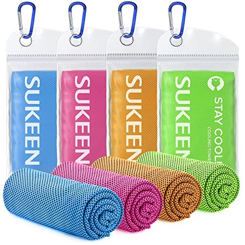 Sukeen Cooling Towels 4 Pack 40x 12 Microfiber Cool TowelSoft Breathable Chilly Towel for Yoga Golf Gym Camping Running Workout More Activities - Image 1