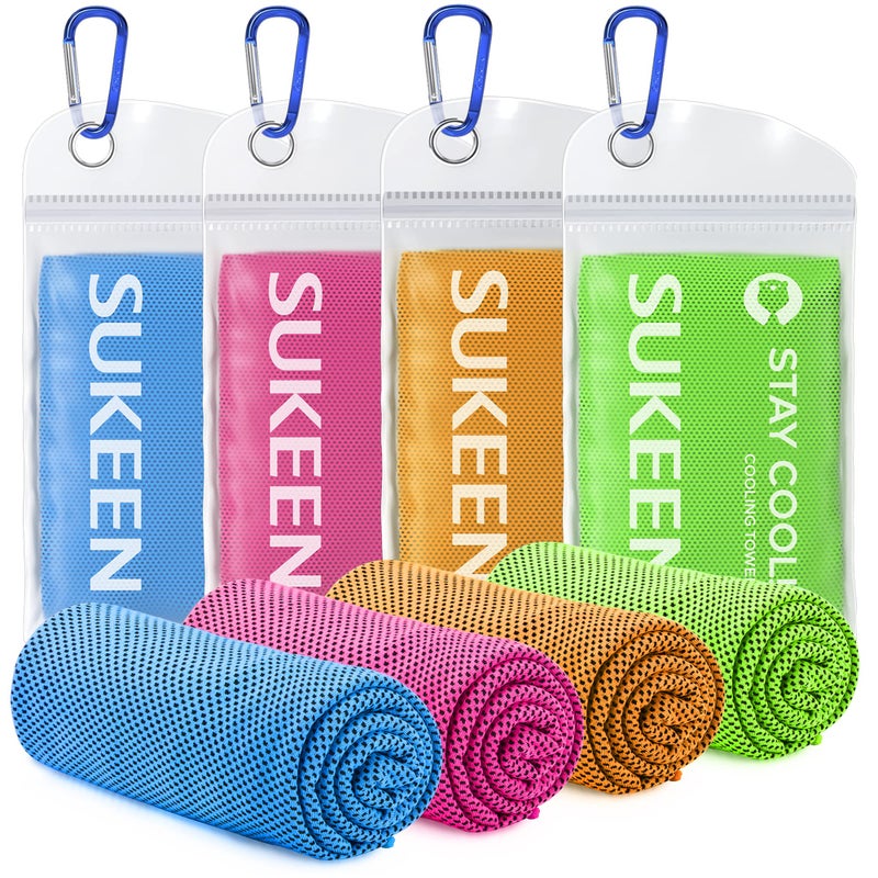 Sukeen Cooling Towels 4 Pack 40x 12 Microfiber Cool TowelSoft Breathable Chilly Towel for Yoga Golf Gym Camping Running Workout More Activities - Image 2