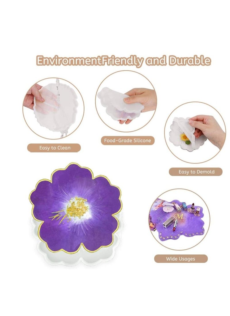 SYOSI - Resin Moulds Silicone Epoxy Resin Moulds Kit Silicone Moulds Coaster Resin Kit for Beginners Resin Art Starter Kit Molds Resin Casting Making DIY Agate Home Decoration with 3 Gold Foil Flakes - Image 1