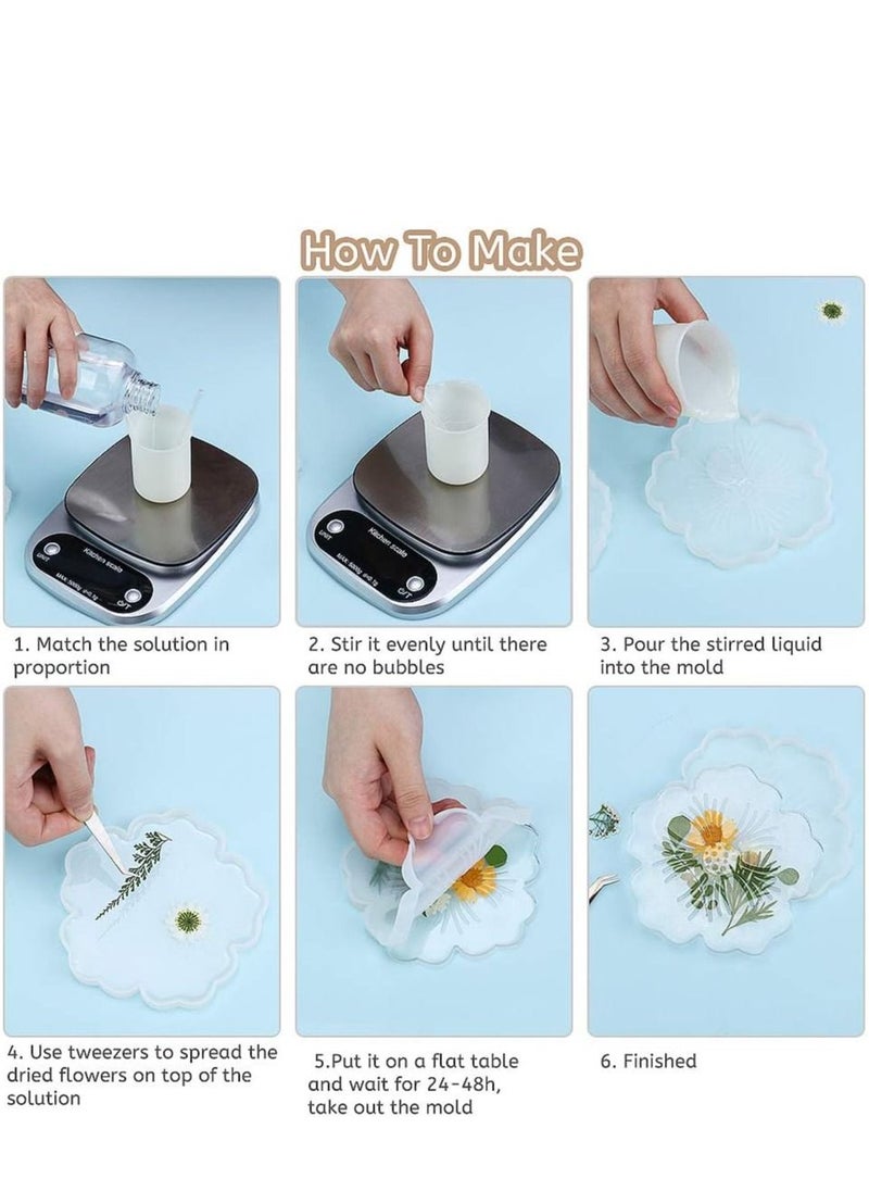 SYOSI - Resin Moulds Silicone Epoxy Resin Moulds Kit Silicone Moulds Coaster Resin Kit for Beginners Resin Art Starter Kit Molds Resin Casting Making DIY Agate Home Decoration with 3 Gold Foil Flakes - Image 1