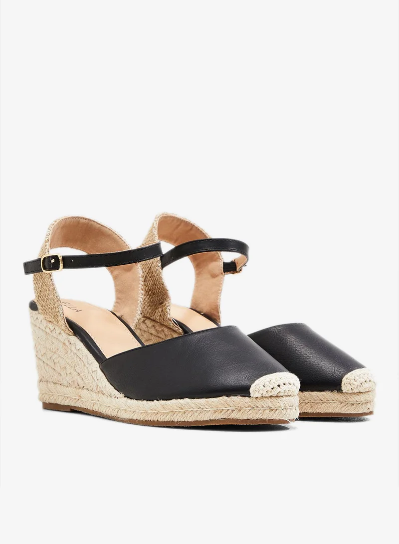 Ella Black Closed Toe Espadrille Wedge Sandal for Women | Best Price UAE