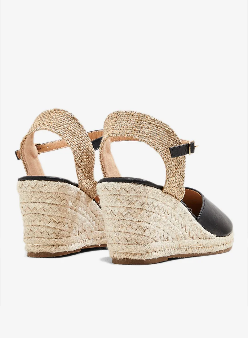 Ella Black Closed Toe Espadrille Wedge Sandal for Women | Best Price UAE