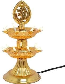 Homenique Premium 2 Layer Electric Gold LED Bulb Lights DiyaDeepDeepak for PoojaPujaMandir Diwali Festival