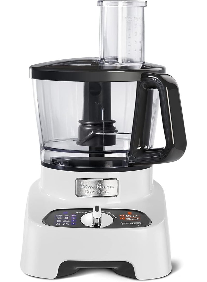 Moulinex FP823125 Double Force, Food Processor, 1000 Watts, 27 Functions, 3L Bowl, 2L Blender, Manual Control Panel, Easylock Safety System, White and Black Brand: Moulinex 1000 W FP823125 White - Image 2
