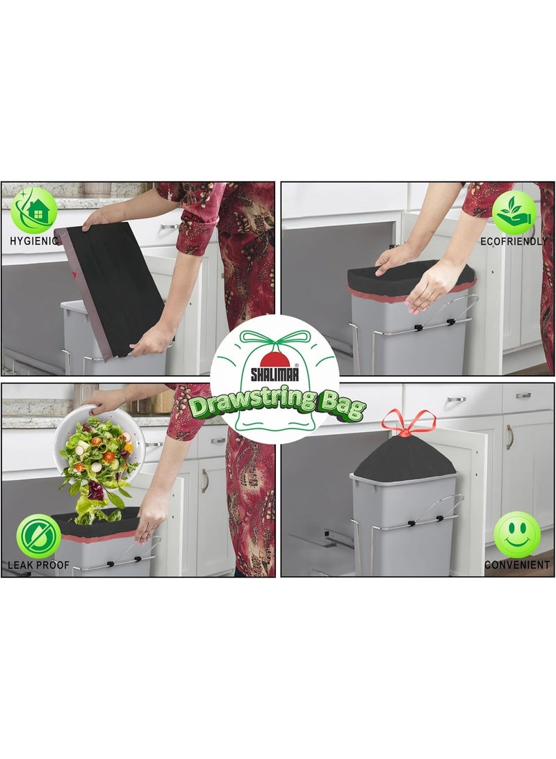 شاليمار أكياس قمامة شاليمار بريميوم OXO قابلة للتحلل – بسحاب شد، الحجم الكبير 24 × 32 بوصة، 60 كيس (4 لفات)، لأغراض سلة القمامة/النفايات، باللون الأسود - Image 2